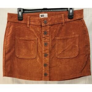 SO girls size 14 plus skirt corduroy Brown Mini Button Up